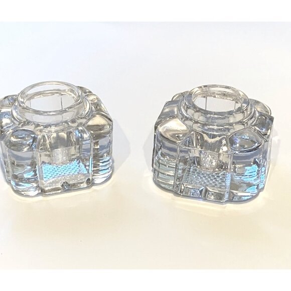 Antique British Art Deco Crystal Inkwell Set Of 2 - Picture 12 of 13